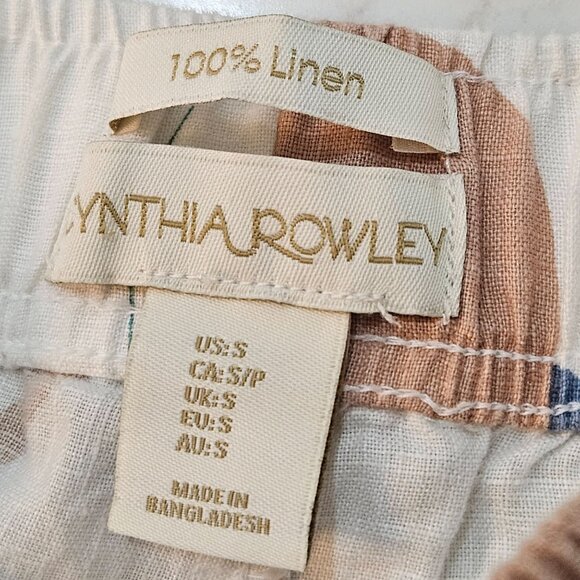 Cynthia Rowley Linen Floral Cropped Pants Size Small Tropical Multicolor - Picture 6 of 11